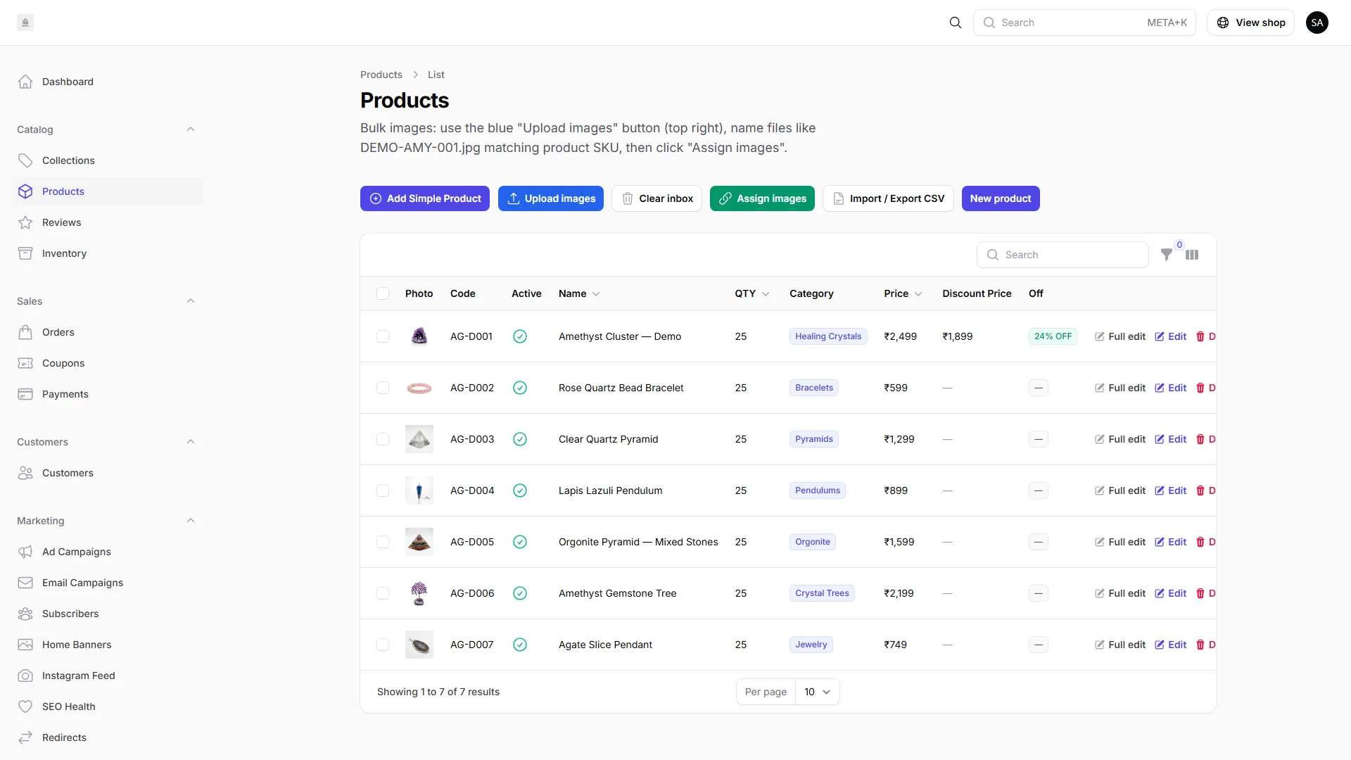 Catalog to fulfillment in one panel — IMNORIO screenshot