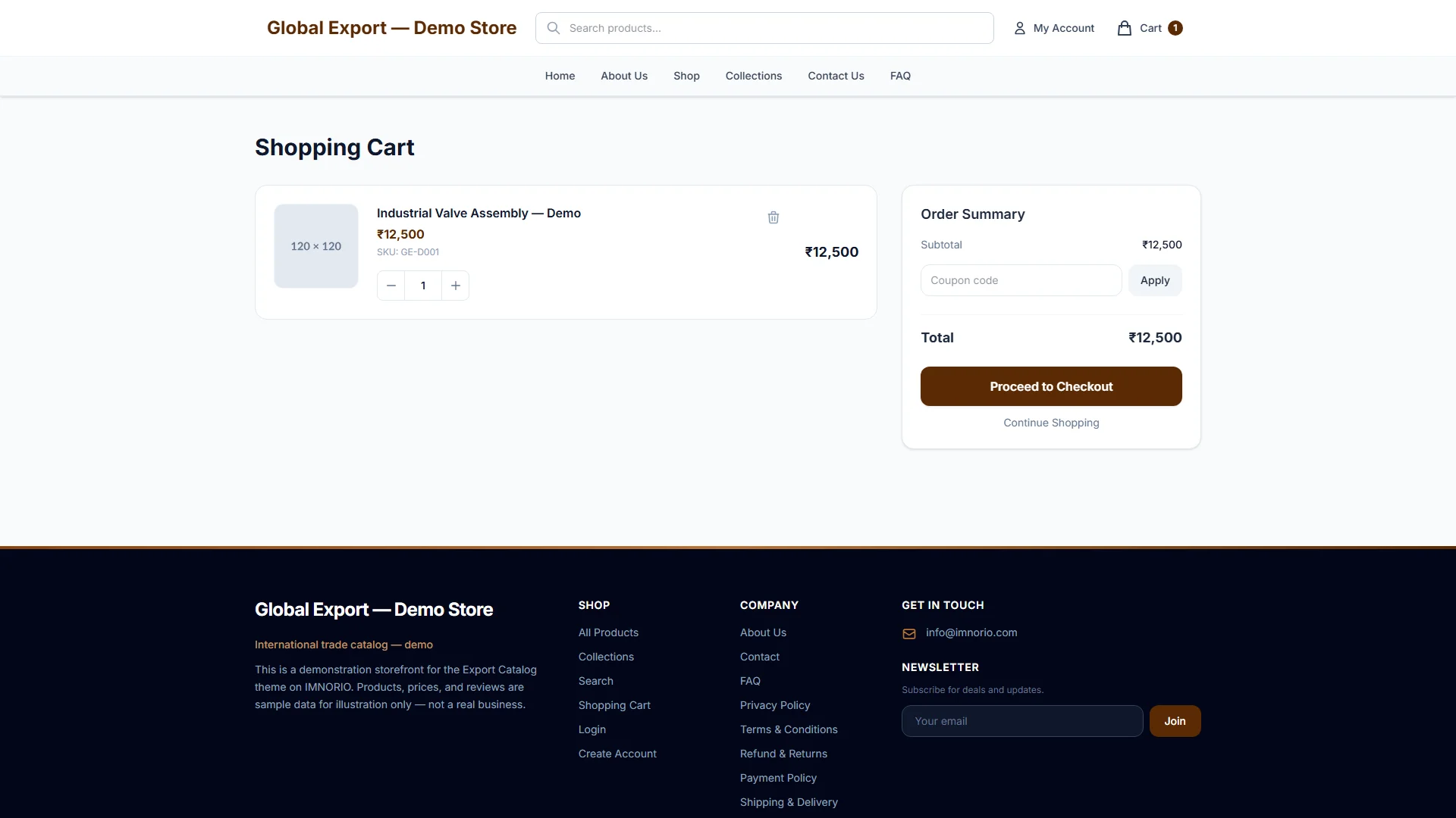 Global Export cart preview