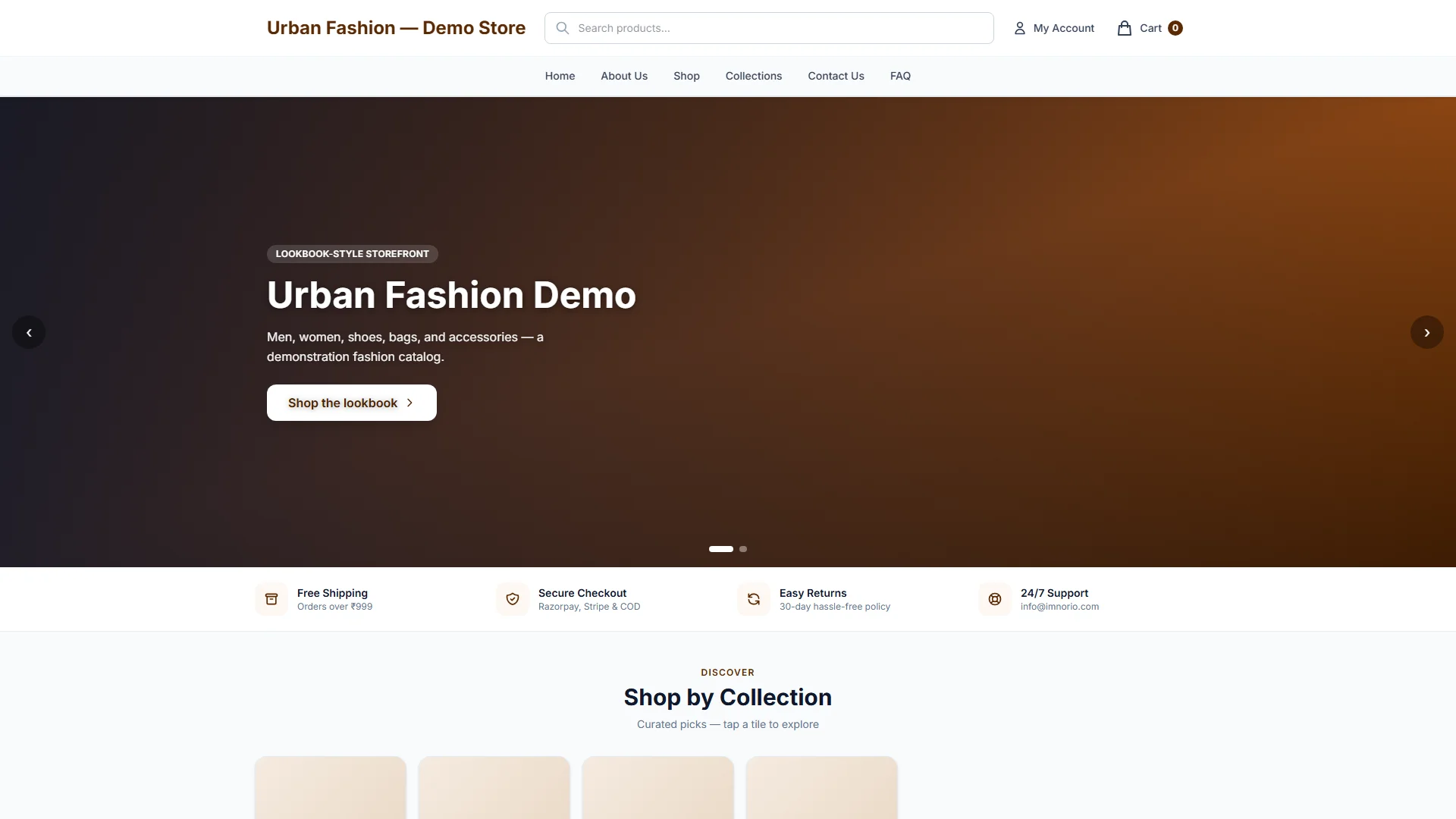 Urban Fashion homepage preview